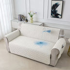 Sofa Cushion Cover with Storage Pocket – Pet-Proof Non-Slip Multi-Function Sofa Protector, All-Season Machine Washable, 1/2/3-Seater, Navy Coffee Off-White Dark Gray