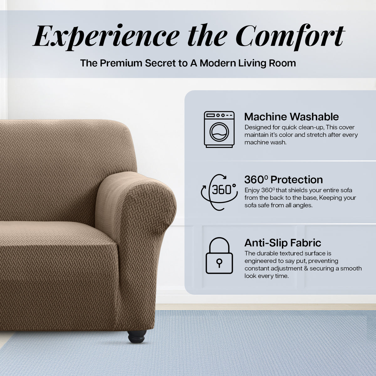 Elastic Stretch Sofa Cover Spandex – Non-Slip Couch Slipcover, Pet-Friendly, Machine Washable, All-Season, 7 Colors, 1/2/3 Seater, Living Room Bedroom Office Home Decor