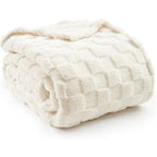 Checkered Fleece Throw Blanket Ultra Soft Cozy Shaggy Jacquard for Couch Bed Bedroom All Season Machine Washable Twin Full Queen