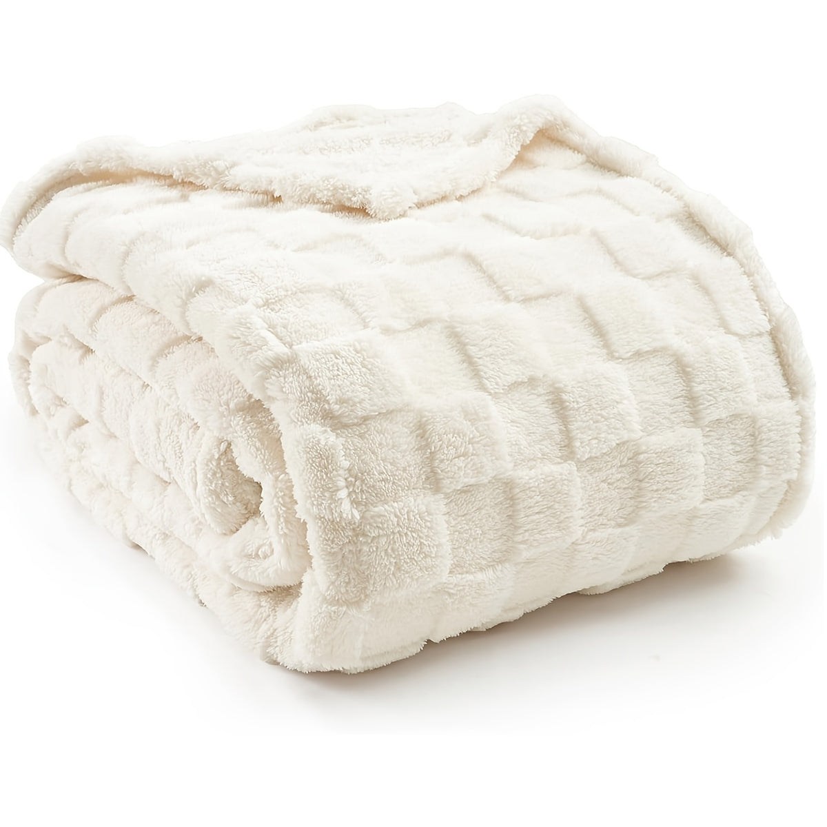 Checkered Fleece Throw Blanket Ultra Soft Cozy Shaggy Jacquard for Couch Bed Bedroom All Season Machine Washable Twin Full Queen