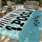 Welcome to the Pool Velour Area Rug Machine Washable Anti-Slip Soft Velvet Floor Mat Multiple Sizes for Living Room Bedroom Outdoor