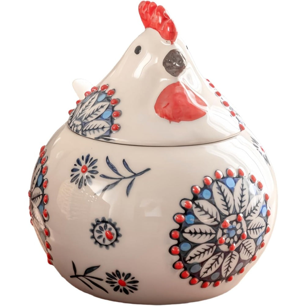 Handmade Ceramic Salt Jar with Airtight Lid & Spoon – 13oz Countertop Organizer for Salt, Sugar & Spices, Decorative Kitchen Storage Canister, Chef’s Gift, Blue, Red or Green