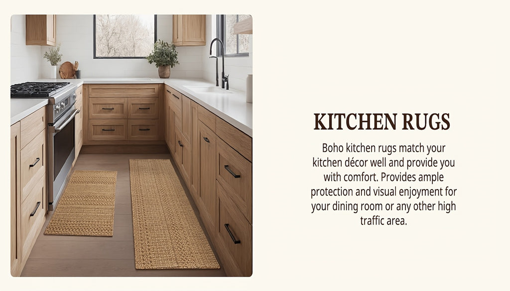 Bohemian Braided Cotton Area Rug Machine Washable Non-Slip Rubber Back – Woven Boho Rug for Living Room, Bedroom, Kitchen, Dining Room & Entryway – Sizes 2x3ft to 6x9ft