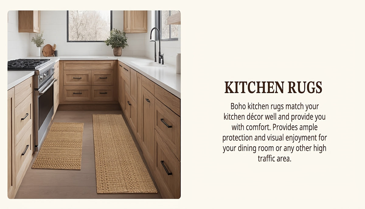 Bohemian Braided Cotton Area Rug Machine Washable Non-Slip Rubber Back – Woven Boho Rug for Living Room, Bedroom, Kitchen, Dining Room & Entryway – Sizes 2x3ft to 6x9ft