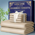 Bamboo Cooling Bed Sheet Set 4 Pcs - 2300TC Ultra Soft Breathable Deep Pocket Fitted Sheet Flat Sheet Pillowcases, Shrink Resistant All Season Bedding for Twin Full Queen King