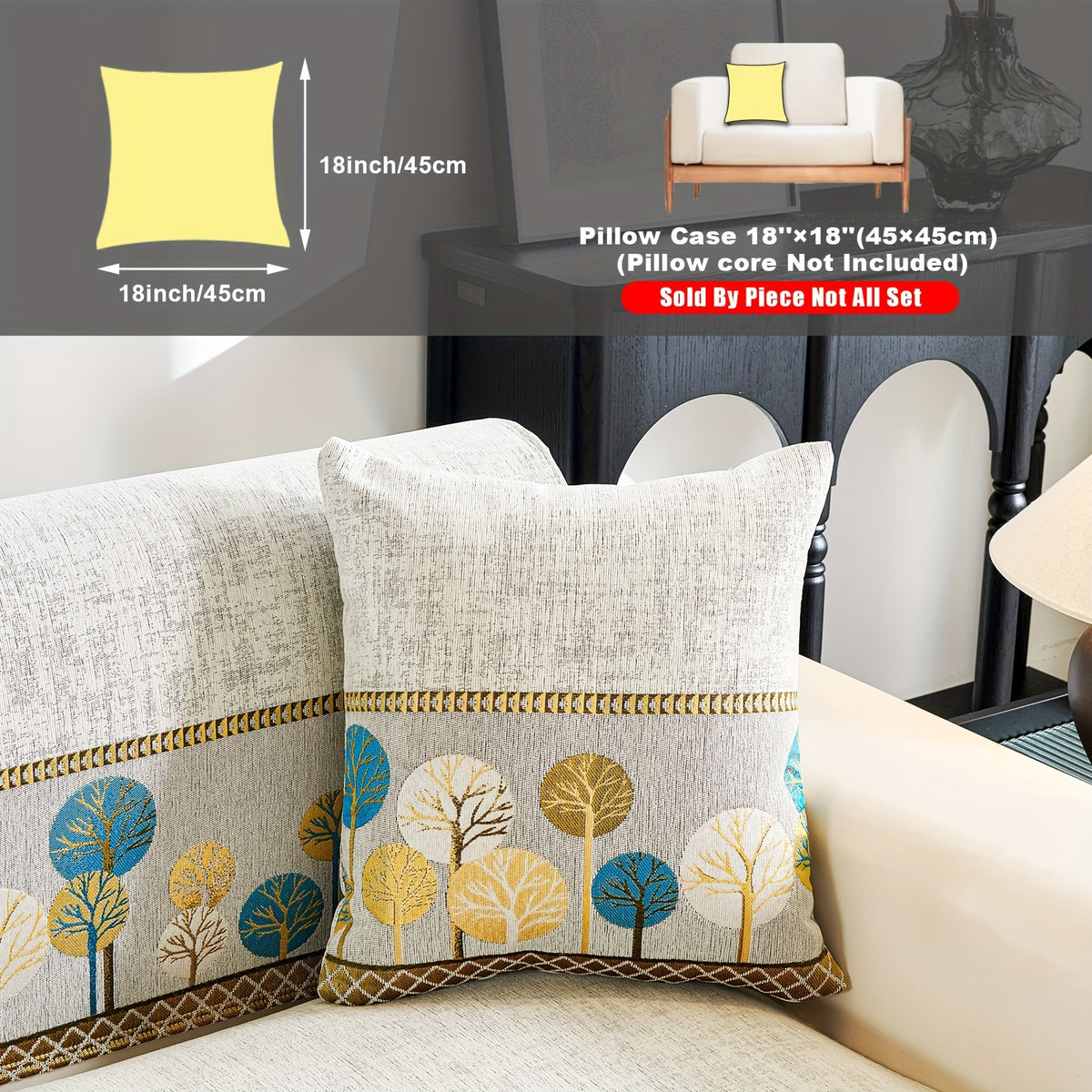 Bohemian Chenille Sofa Cover Tree Embroidery Print Thick Non-Slip Pet Friendly One-Piece Couch Protector Armchair Loveseat 3 4 Seater