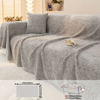 Chenille Fringe Couch Protector Slipcover – Super Soft Pet-Friendly Solid Sofa Cover for 2 3 4 Seater, Living Room Decoration, Cream White Green Grey Orange