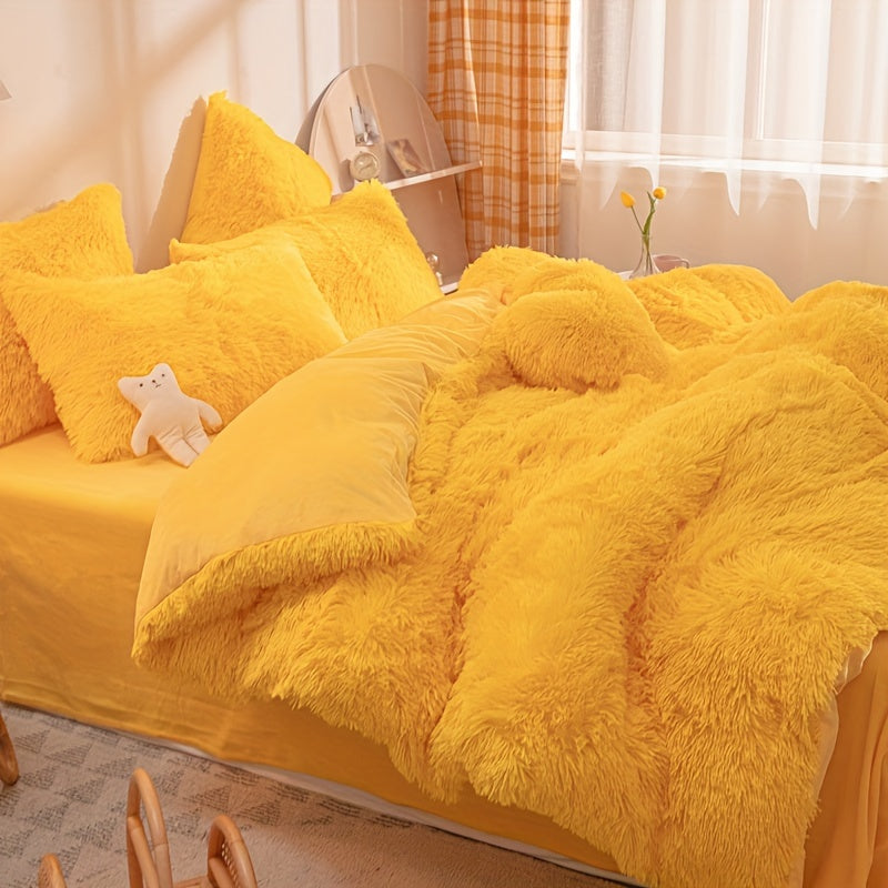 Plush Duvet Cover Set 3 Piece Ultra-Soft Warm Comforter Cover Twin Full Queen King 8 Colors for Bedroom Guest Room Dorm