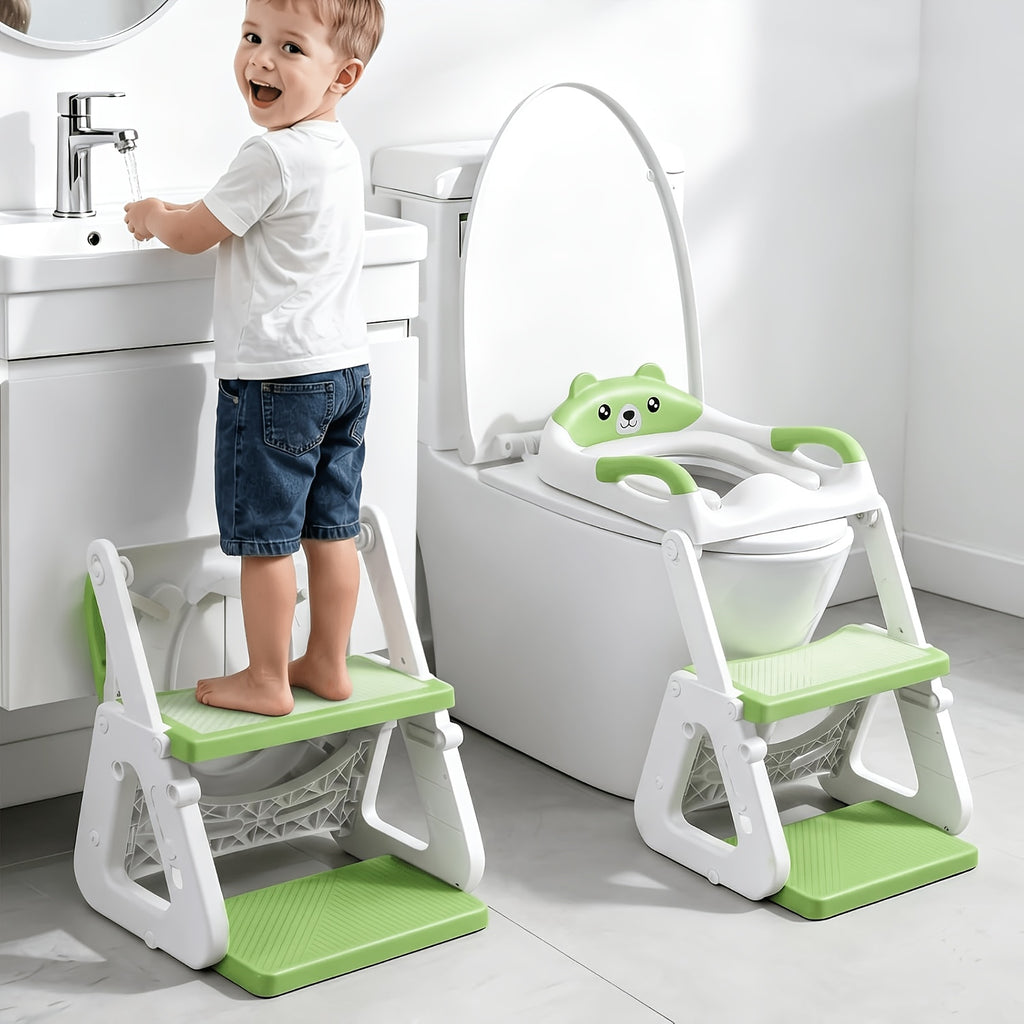 2-in-1 Potty Training Toilet Seat with Step Stool for Toddlers – Adjustable Height, Anti-Slip Pad & Splash Guard for Boys & Girls