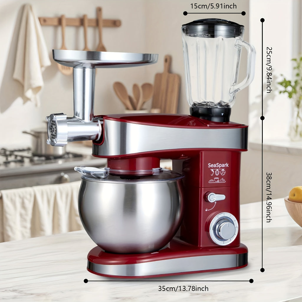 Stand Mixer 6-in-1 with 6.3QT Stainless Steel Bowl, 400W 6-Speed Tilt-Head Kitchen Mixer with Dough Hook, Egg Beater, Whisk, Juicer & Meat Grinder Attachments