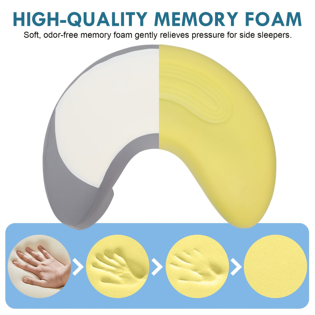 C-Shaped Ergonomic Neck Pillow with Cooling Gel – Multi-Angle Cervical & Spine Support for Side, Back & Stomach Sleepers, Removable Cool Pillowcase | Gray