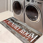 Laundry Room Runner Rug Non-Slip Washable Farmhouse Retro Floor Mat for Kitchen Bathroom Hallway Multiple Sizes and Colors Blue Brown Red Home Decor Accent Rug