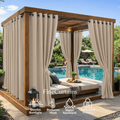 Outdoor Semi-Blackout Curtains Waterproof Grommet Top 4 Panels, Weather-Resistant Privacy Panels for Patio Pergola Gazebo Porch, 9 Colors 6 Sizes