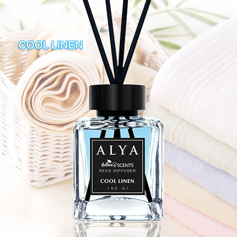 Reed Diffuser Set 3.3oz Essential Oil Air Freshener – Long-Lasting Scent with 4 Reed Sticks & Glass Bottle for Bathroom Bedroom Living Room, Holiday Home Decor Gift