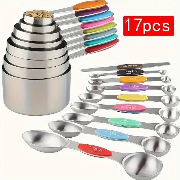 Measuring Cups & Spoons Set | Dry & Liquid | Choose 8-Piece Cups, 9-Piece Spoons, or 17-Piece Complete Set