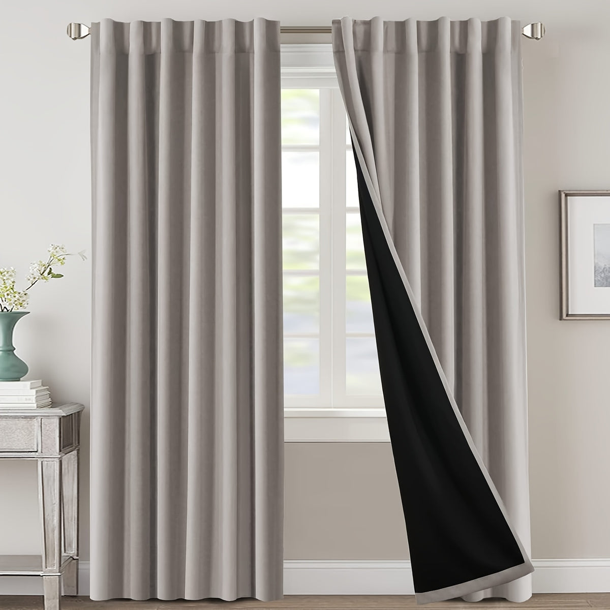 Blackout Curtains 2 Panels 100% Room Darkening 96 Inch Long – Triple Weave Thermal Insulated Back Tab & Rod Pocket Window Drapes for Bedroom & Living Room