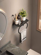 Oval Metal Towel Ring Wall Mounted – No-Drill Bathroom Organizer, Modern Matte Black Finish, Durable & Elegant Home Decor