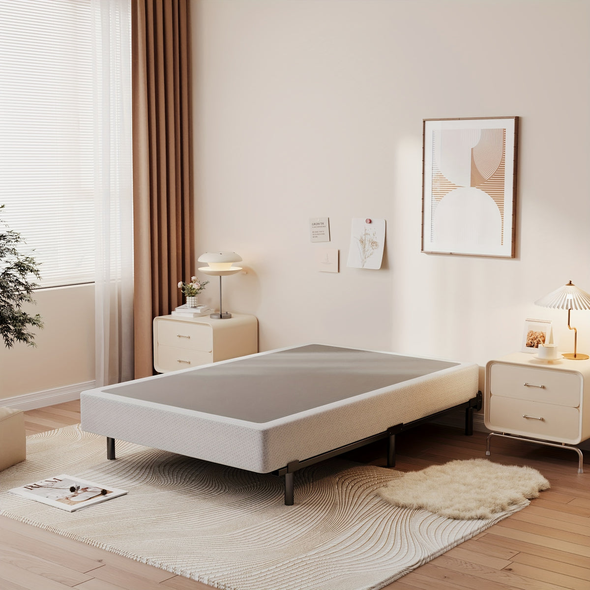 5" High Profile Box Spring with Cover | Heavy Duty Reinforced Steel, Quiet Noise-Free, Easy Assembly – Twin XL Mattress Foundation