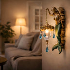 Mermaid Wall Night Light Battery Powered Wireless - Vintage Soft Glow LED Wall Lamp with Elegant Tail Design for Bedroom, Kids Room & Fantasy Decor, Plug-Free Wall Sconce Gift