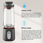 Portable Blender USB-C Rechargeable 6-Blade Stainless Steel – Ice Crush Smoothie Maker with Digital Timer, Battery Display & No-Spill Lid for Gym, Travel & Protein Shakes, Pink or White