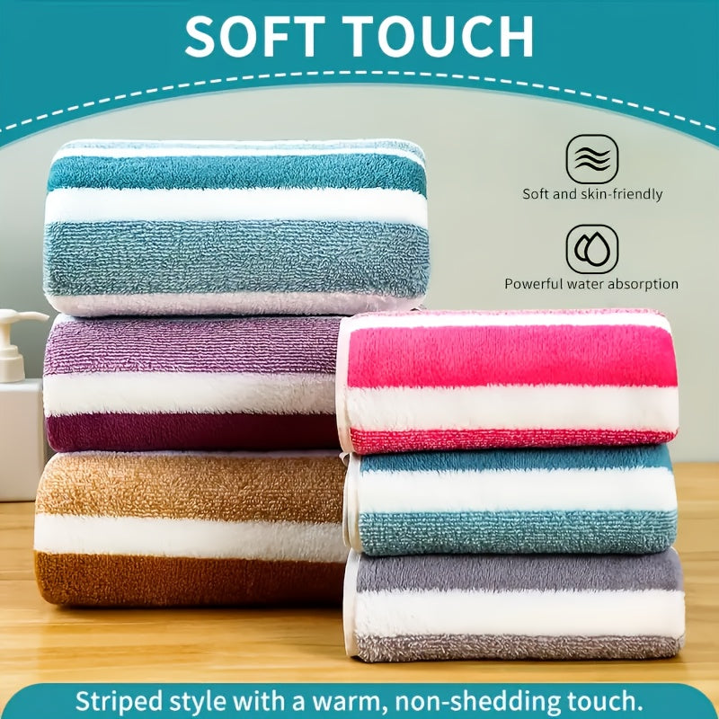 Classic Striped Bath Towel Set – 9 or 15 Piece No-Hair-Loss Super Absorbent Two-Color Towel Bundle | Large Bath Towels, Face Towels & Hand Towels for Bathroom & Beach