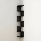 7-Layer Corner Storage Shelf Rack Freestanding Plastic Space Saving Organizer for Kitchen Bathroom Office Living Room Bedroom Black White Easy Assembly Apartment Home Corner Rack Stand