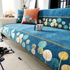 Bohemian Chenille Sofa Cover Tree Embroidery Print Thick Non-Slip Pet Friendly One-Piece Couch Protector Armchair Loveseat 3 4 Seater