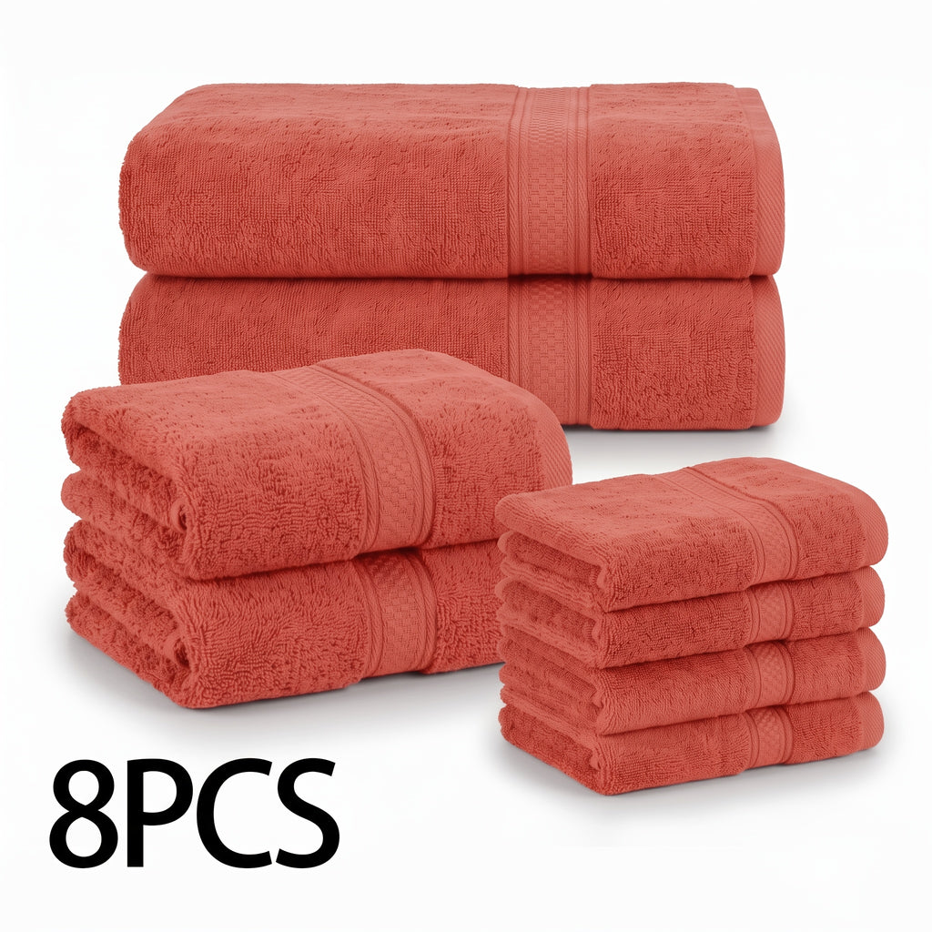 Bath Towel Set 8 or 16 Pcs – Soft Absorbent Quick-Dry Thick Towels with Bath Towels, Hand Towels & Washcloths for Family Hotel Travel, 10 Color Options