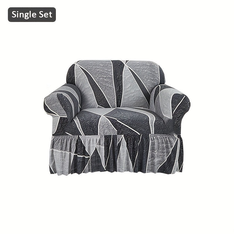 Printed Skirt Sofa Slipcover 1pc - Elastic Pet Anti-Dirt All-Purpose Sofa Protection Cover for Living Room Home Decor Sofa Cushion Cover