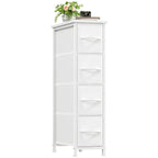 Narrow Dresser with 4 Drawers – Slim Storage Organizer Chest with Removable Fabric Drawers for Bedroom, Bathroom, Closet & Laundry