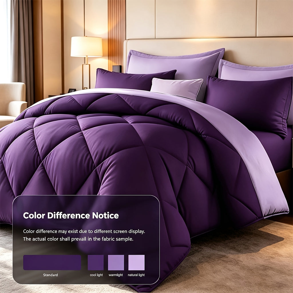 Quilt Set 3 Piece Lightweight Breathable Comforter with Pillowcases - Diamond Pattern Ultra-Fine Fiber Soft Bedding Set 42 Colors Twin Queen King Pinch Pleat