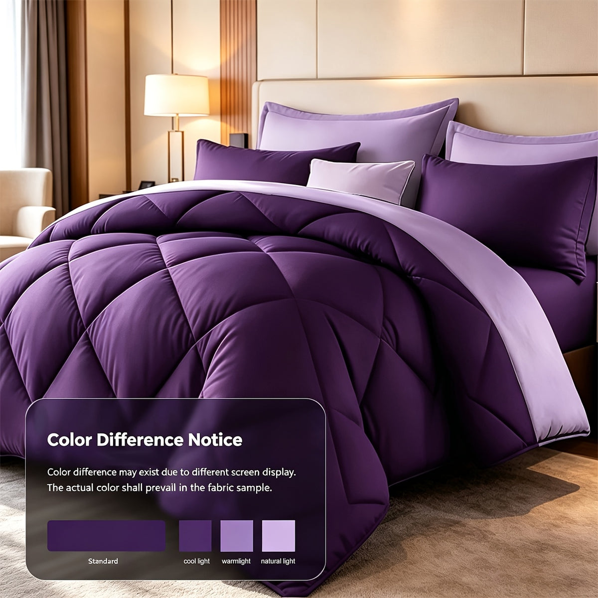 Quilt Set 3 Piece Lightweight Breathable Comforter with Pillowcases - Diamond Pattern Ultra-Fine Fiber Soft Bedding Set 42 Colors Twin Queen King Pinch Pleat