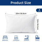 Pillow Inserts 4 Pack White – Choose 12x20, 18x18 or 20x20 Inch | Upgraded Fabric, Waterproof & Soft Touch Options | Square & Lumbar Throw Pillow Stuffer for Couch, Bed, Sofa, Patio & Living Room
