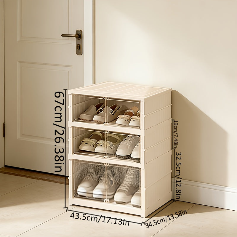 Shoe Rack with Clear Shoe Boxes 3 6 9 Tier Foldable Stackable Plastic Organizer for Closet Entryway Bedroom – Holds 6 12 or 18 Pairs