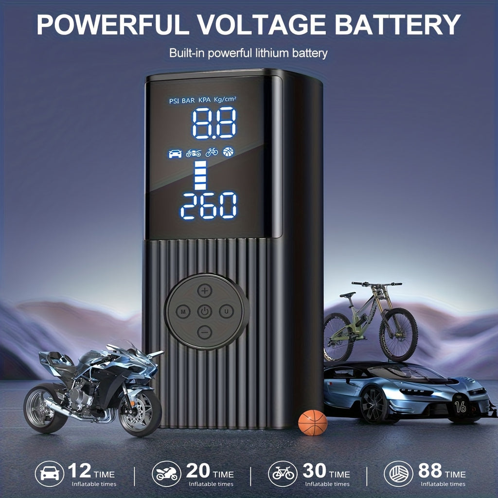 Cordless Tire Inflator 210PSI 22-Cylinder Digital Pressure Gauge Rechargeable LED Light Portable Air Pump for Car Motorcycle Bicycle Ball