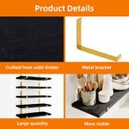 Rustic Floating Shelves Set of 5 Wood Wall Shelves 15.8x4.7 Inch for Bedroom Living Room Kitchen Bathroom Office Plant Display Home Decor Dark Brown Light Brown Black Gold