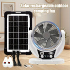 Portable Solar-Powered LED Camping Fan with USB Charging – Foldable 3-in-1 Fan, Light & USB Charger for Outdoor Adventures, Camping & Desktop Use