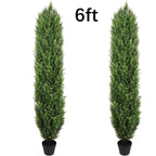 Artificial Cedar Topiary Trees 2-Pack - UV-Resistant Faux Greenery for Outdoor & Indoor, Modern Faux Topiary for Patio, Garden, Entryway & Office Decor