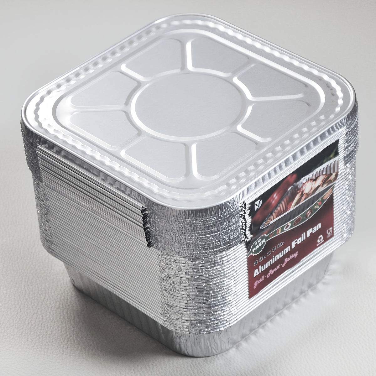 8x8 Aluminum Cake Pans 30 Pack with Lids – Disposable 8 Inch Square Foil Baking Pans for Cakes, Brownies, Freezing & Meal Prep
