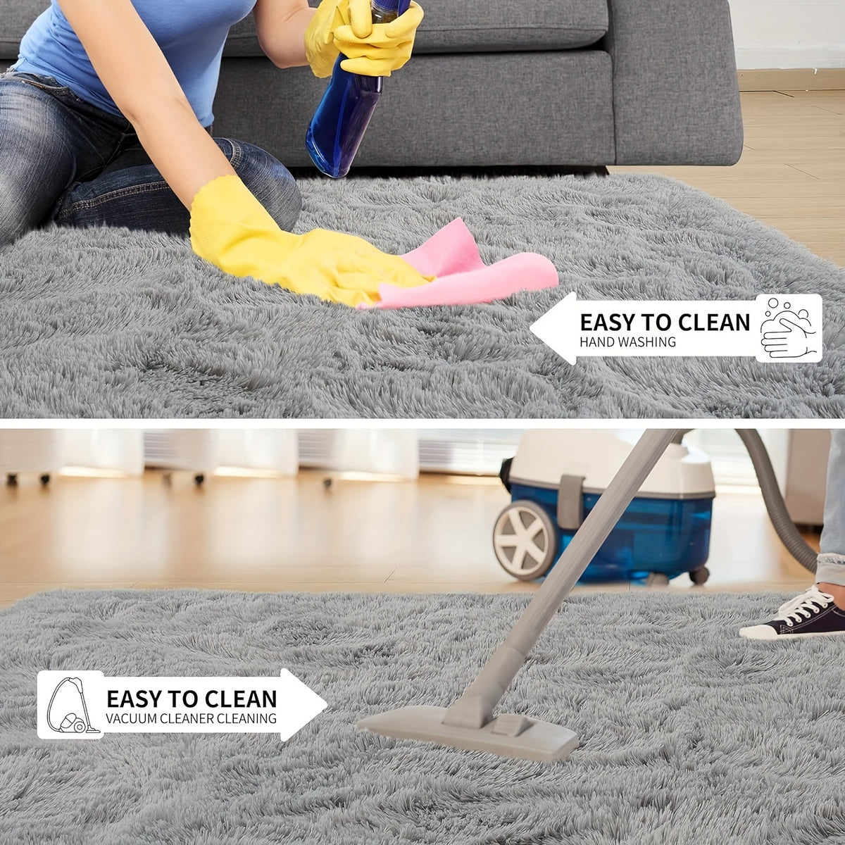 Luxury Soft Fluffy Shag Rug – Machine Washable Non-Slip Shaggy Carpet for Living Room, Bedroom & Home Decor, Multiple Colors & Sizes