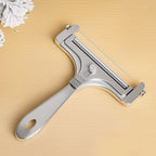 Adjustable Cheese Slicer & Garlic Press 2-Piece Kitchen Tool Set – Metal Blade Adjustable Thickness, Manual Cheese Cutter for Home Cooking