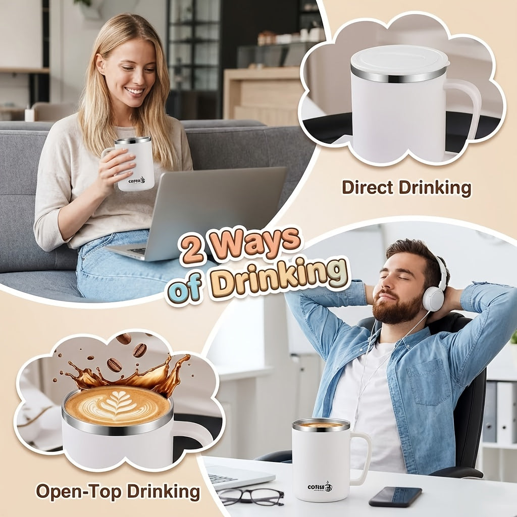 Stainless Steel Travel Tumbler 15oz – Vacuum Insulated, Drop-Proof Coffee Mug with Lid for Car & Home, 6 Colors, Gift for Coffee Lovers