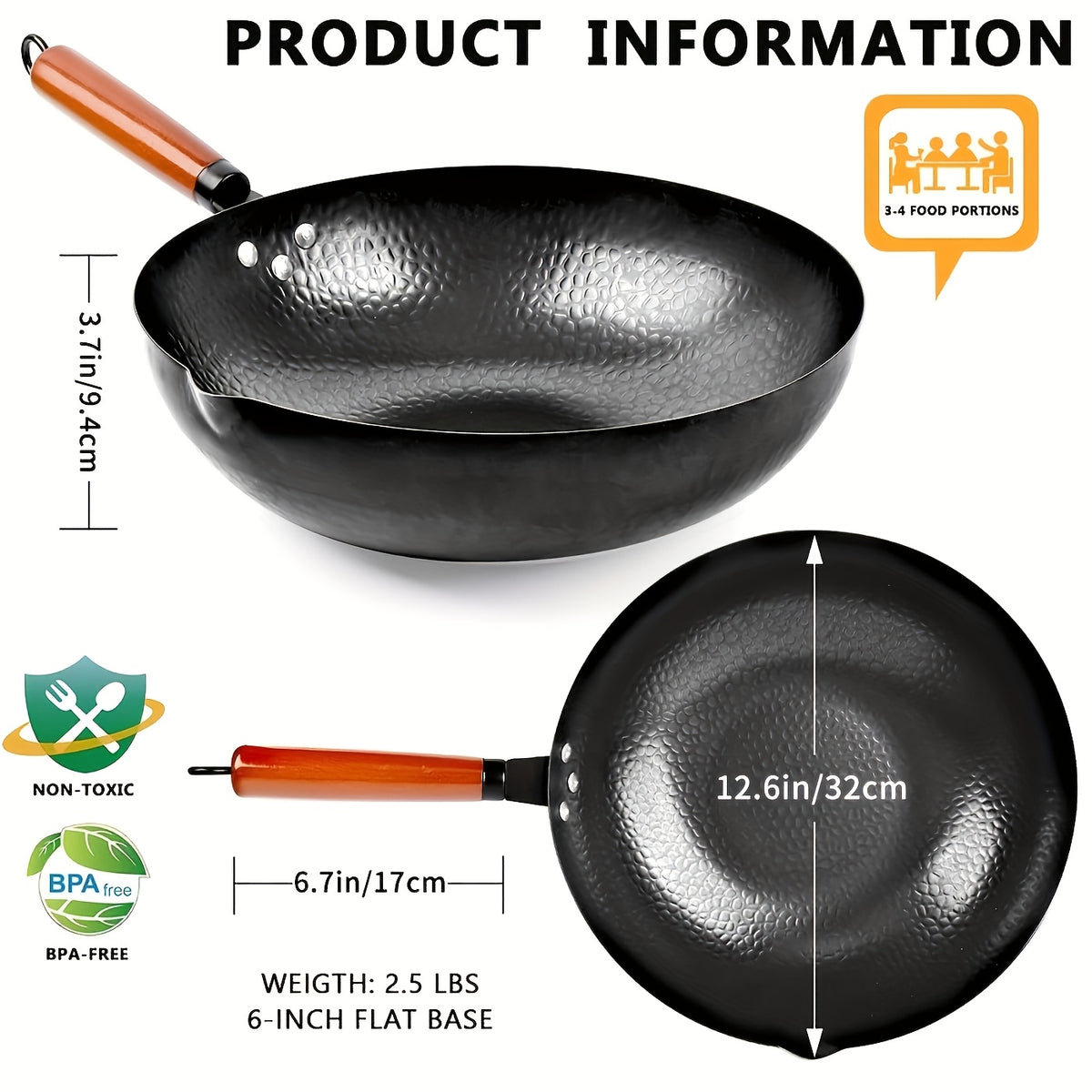 Cast Iron Wok Pan Set 14 Piece 12.6 Inch Flat Bottom with Lid & Accessories for All Stoves – Complete Asian Cookware Set for Stir Frying Camping & Family Cooking