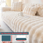 Plush Sofa Cover Rabbit Fur Like Cushion – Anti-Slip Wear-Resistant Pet Friendly Sofa Protector, 450-500GSM Polyester, Machine Washable, Home Decor