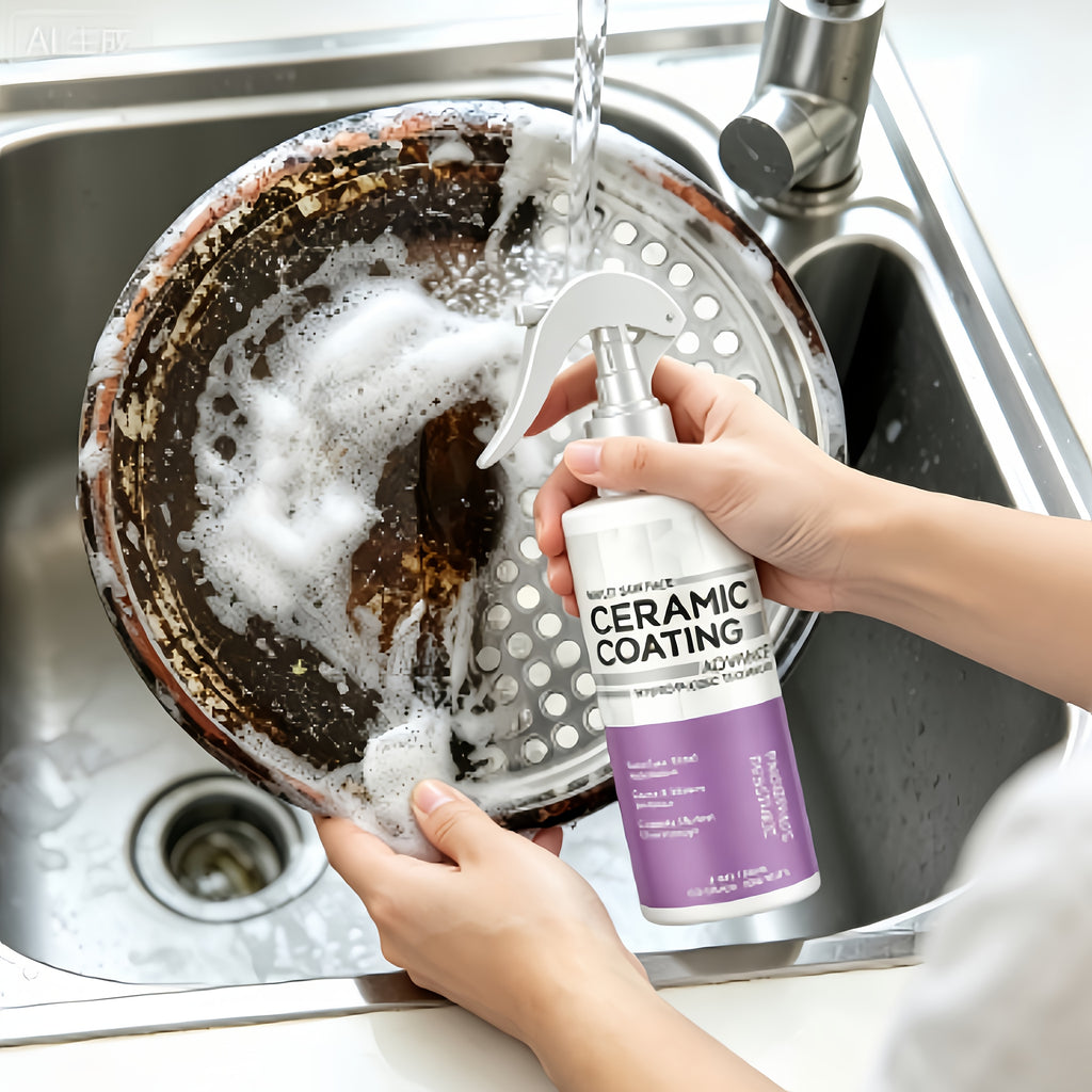 Ceramic Coating Spray for Stainless Steel Appliances - Fingerprint & Stain Repellent, Glossy Shine Formula for Sinks, Countertops & Glass, Citric Acid & Glycerin Formula, Kitchen & Bathroom Use