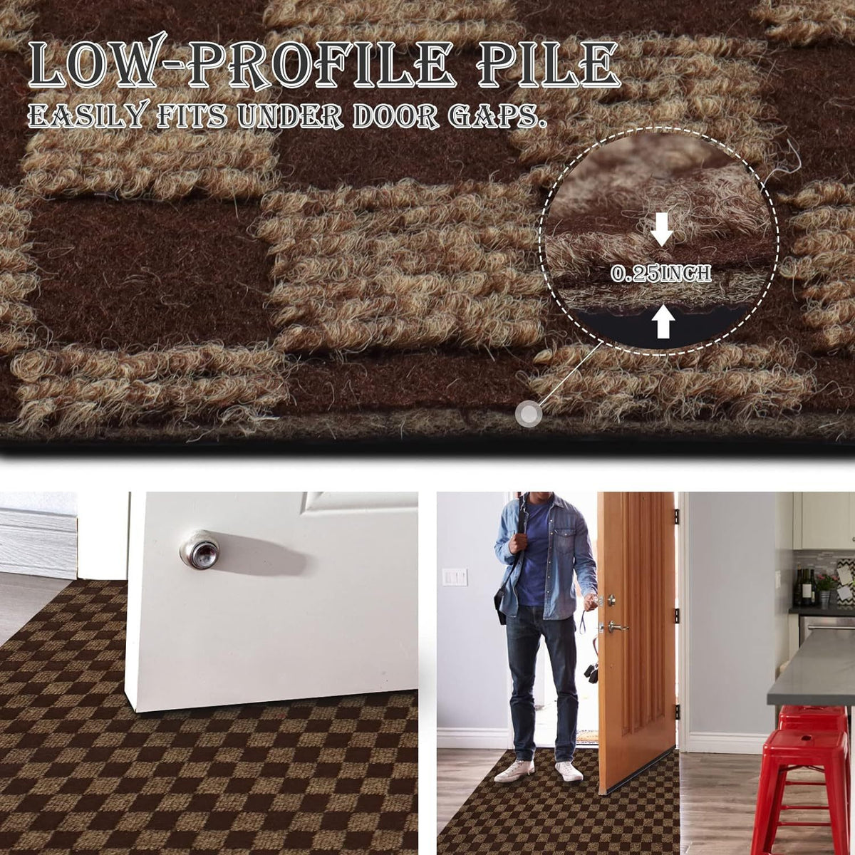 Runner Rug for Hallway Entryway Kitchen – Indoor Outdoor Non-Slip Rubber Backing, 200+ Custom Sizes, 8 Colors, Stain Resistant Low Pile Carpet Runner
