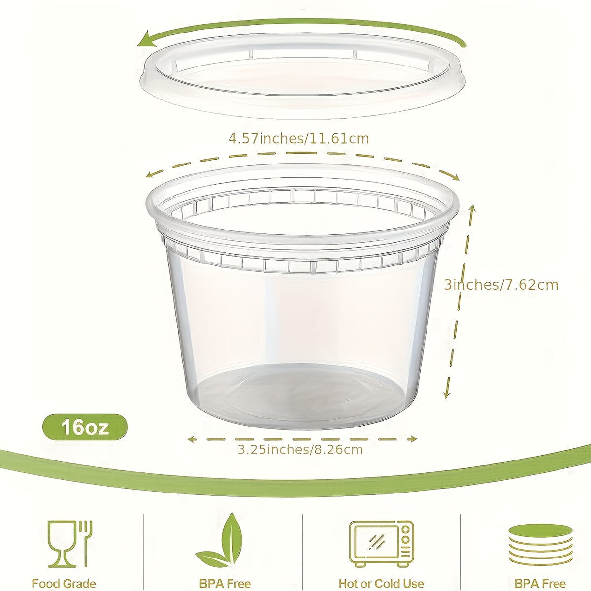 48-Pack Deli Containers with Lids 16oz BPA-Free Leakproof Meal Prep Food Storage Containers Microwave Dishwasher Freezer Safe Stackable
