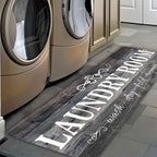 Non-Slip Runner Rug with Rubber Backing Machine Washable Gray Wood-Tone Farmhouse Floor Mat for Hallway Bathroom Laundry Room Multiple Sizes