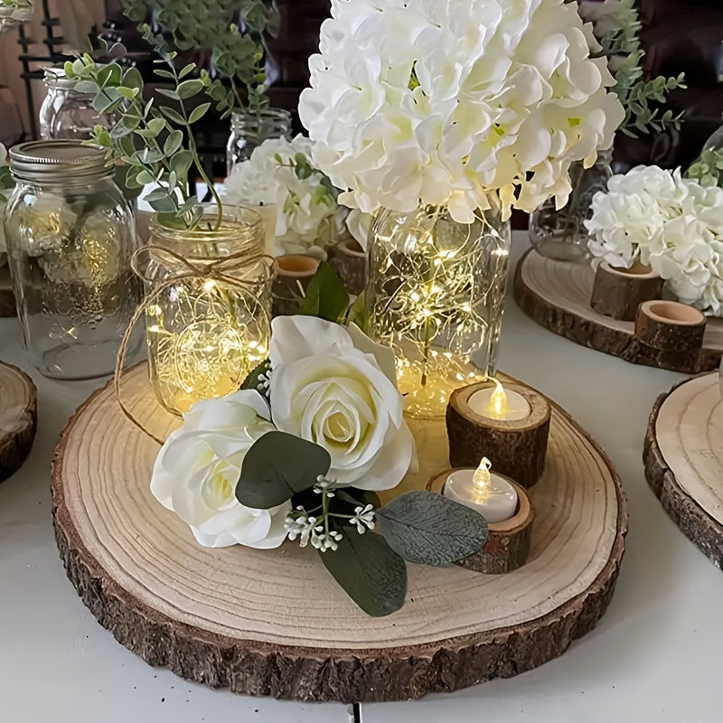 Wood Candlesticks 30pcs Natural Wood Grain Rustic Country Style for Wedding Birthday Party Anniversary Table Centerpiece Family Home Decoration