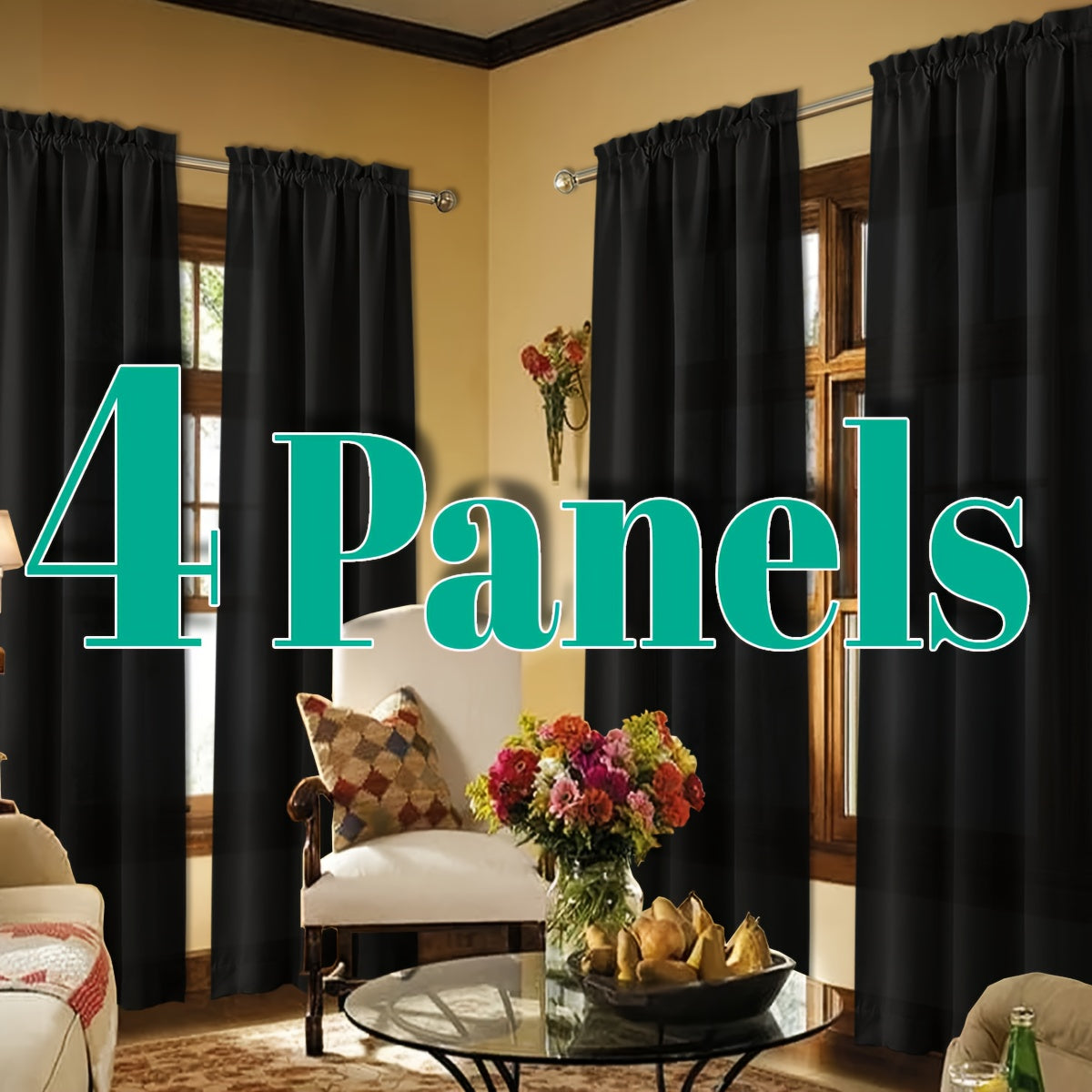 Light Filtering Curtains 4 Panels Solid Color Rod Pocket – Soft Brushed Sheer Window Drapes for Living Room Bedroom Office, 8 Sizes 10 Colors